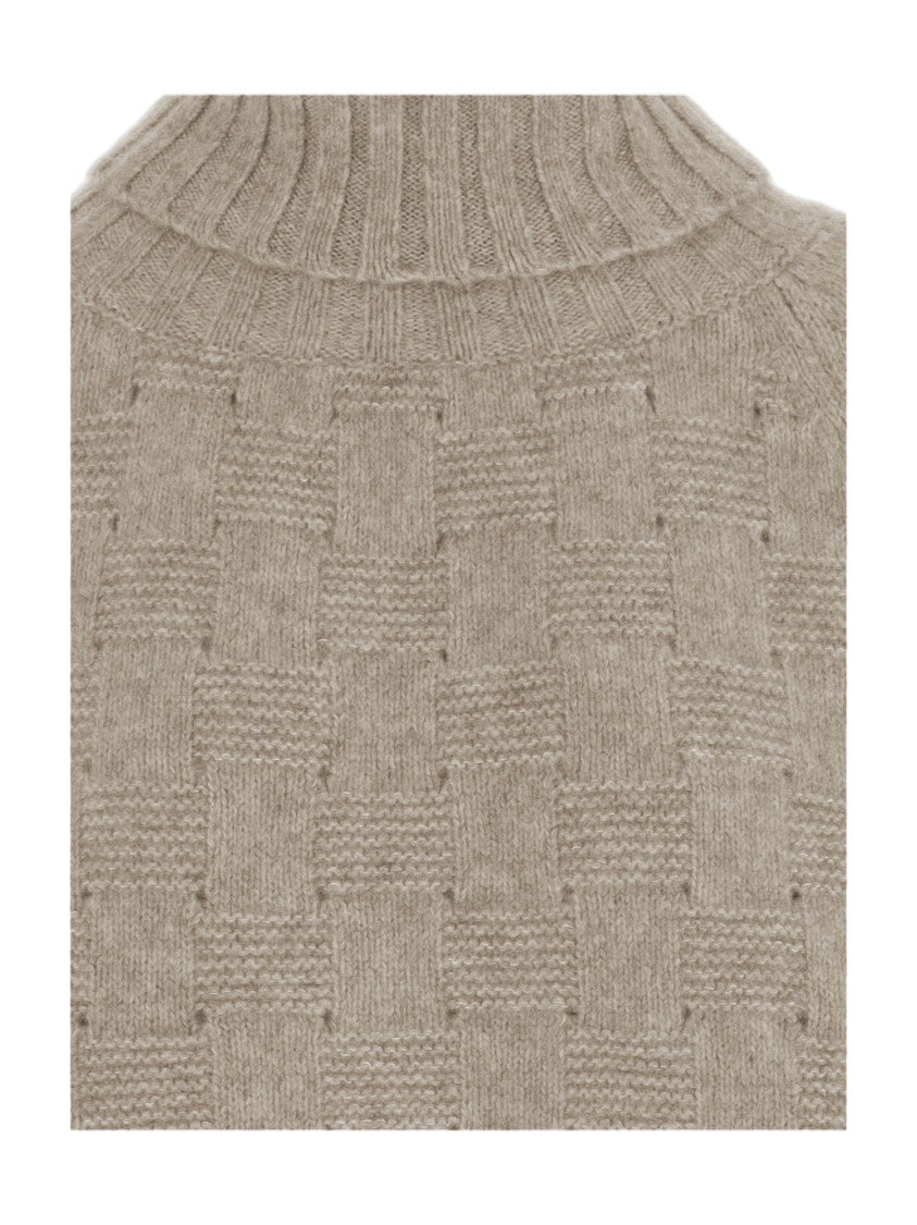 Allude Turtleneck Sweater In Cashmere And Silk With Geometric Pattern