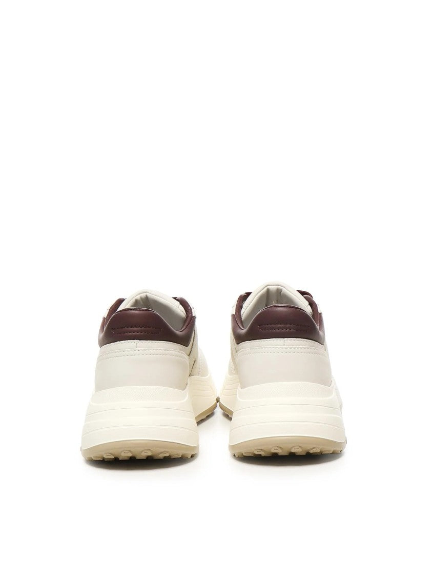 Hogan Contemporary Ivory And Burgundy Sneakers