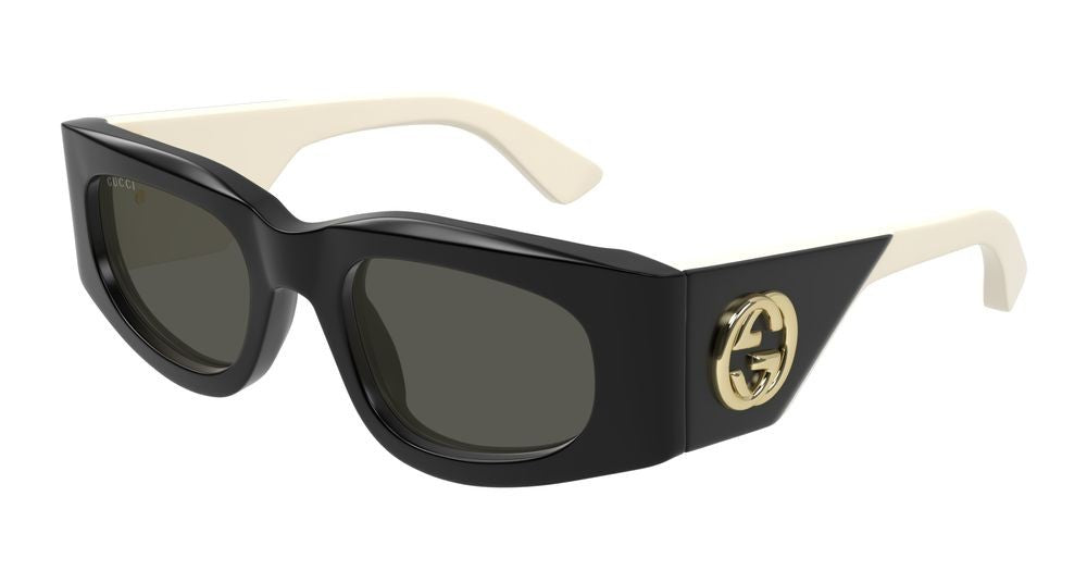 Gucci Black Gold-Tone Logo Oversized Square Sunglasses