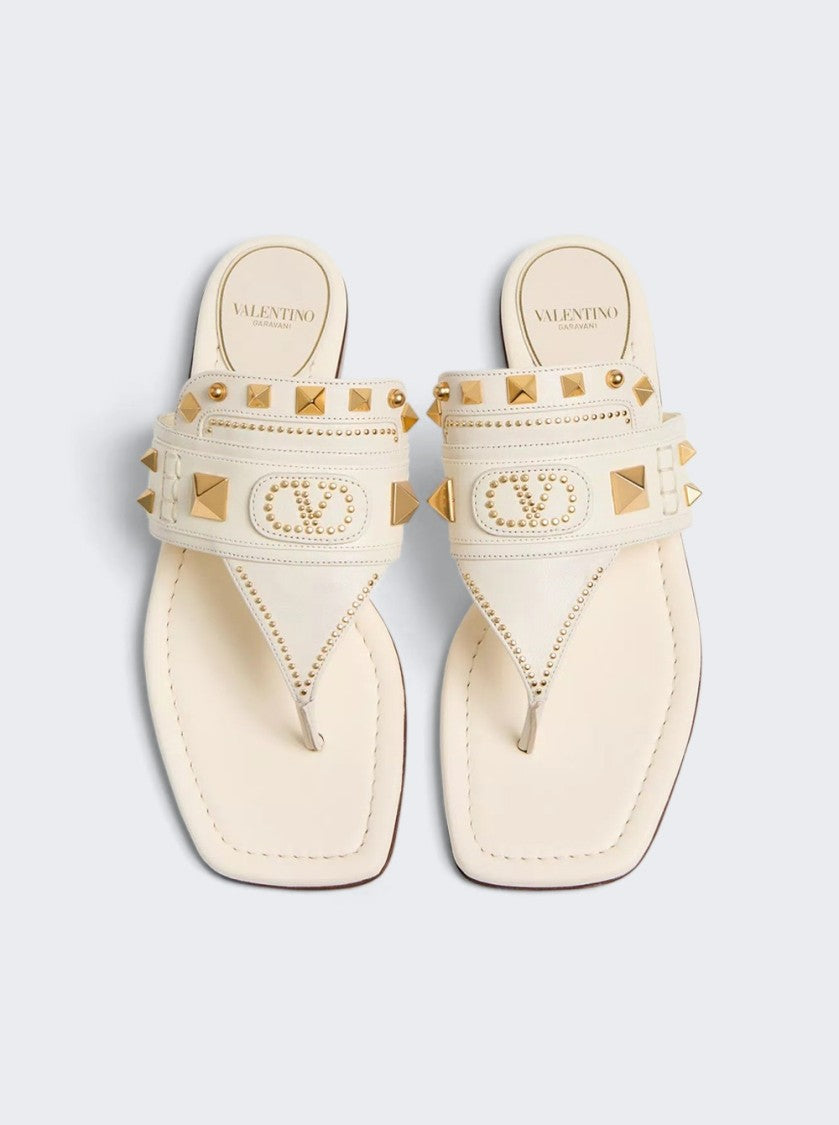 Valentino Plaster Caster Goatskin Thong Sandal Ivory