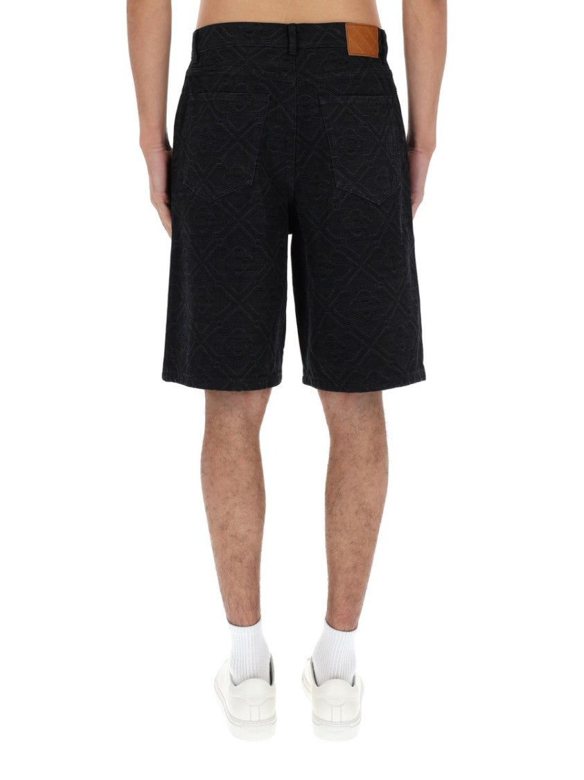 Casablanca Neutrals Laser Monogram Embossed Cotton Shorts