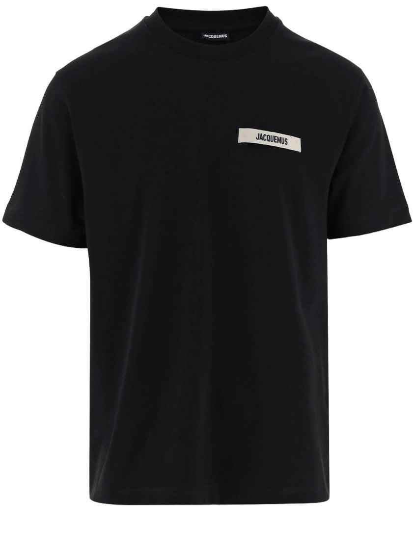 Jacquemus Classic Black Cotton T-Shirt With Embroidered Logo