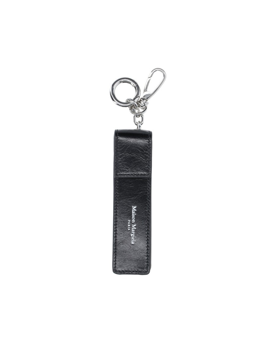 Maison Margiela "Lighter Holder" Key Ring In Black Calfskin