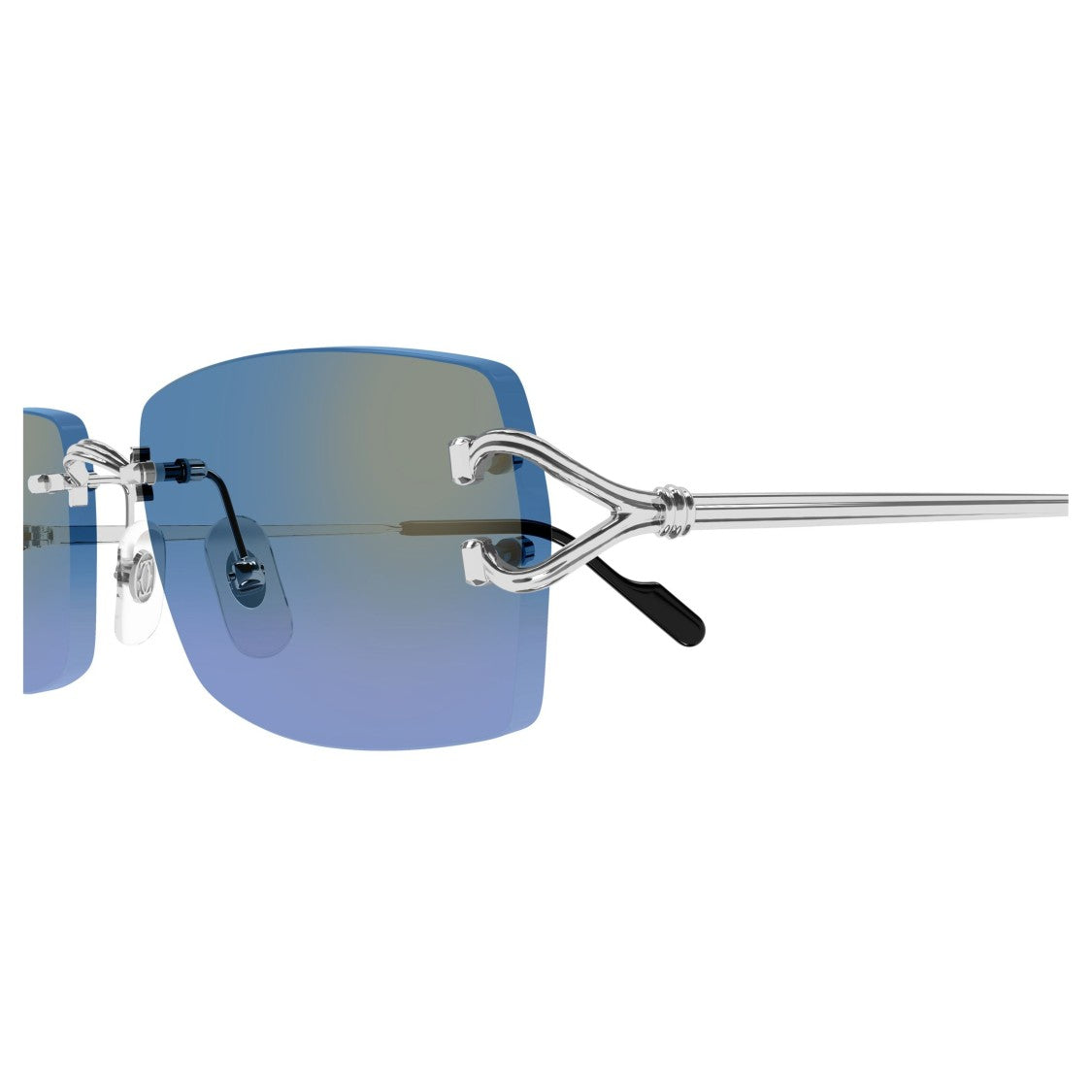 Cartier Rimless Rectangular Sunglasses With Unique Looped Temples
