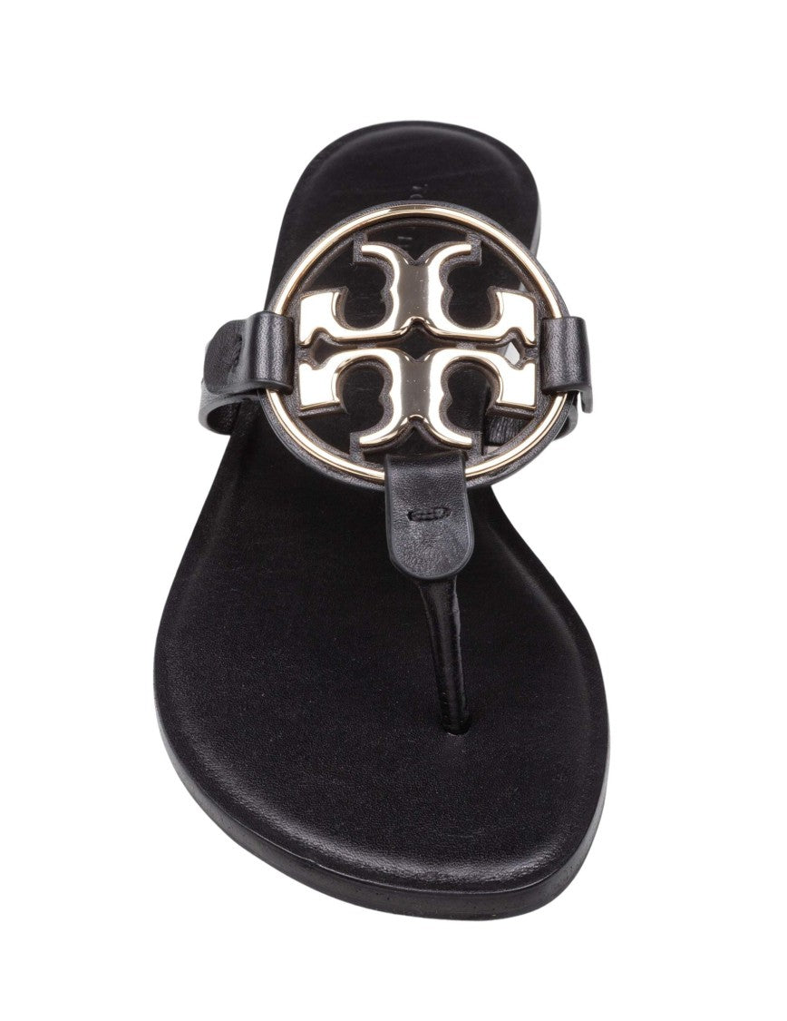 Tory Burch Metal Miller Leather Flip-Flops, Black