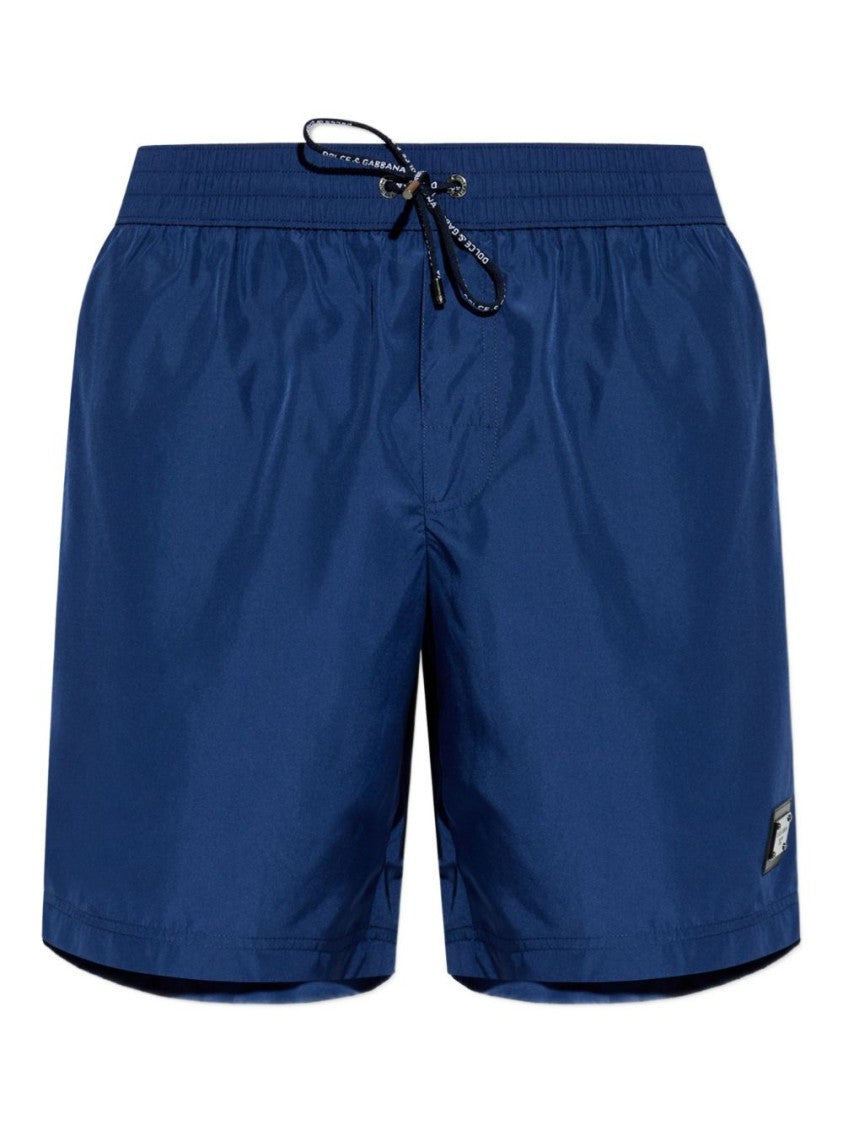 Dolce & Gabbana Deep Blue Elastic Waistband Swim Shorts