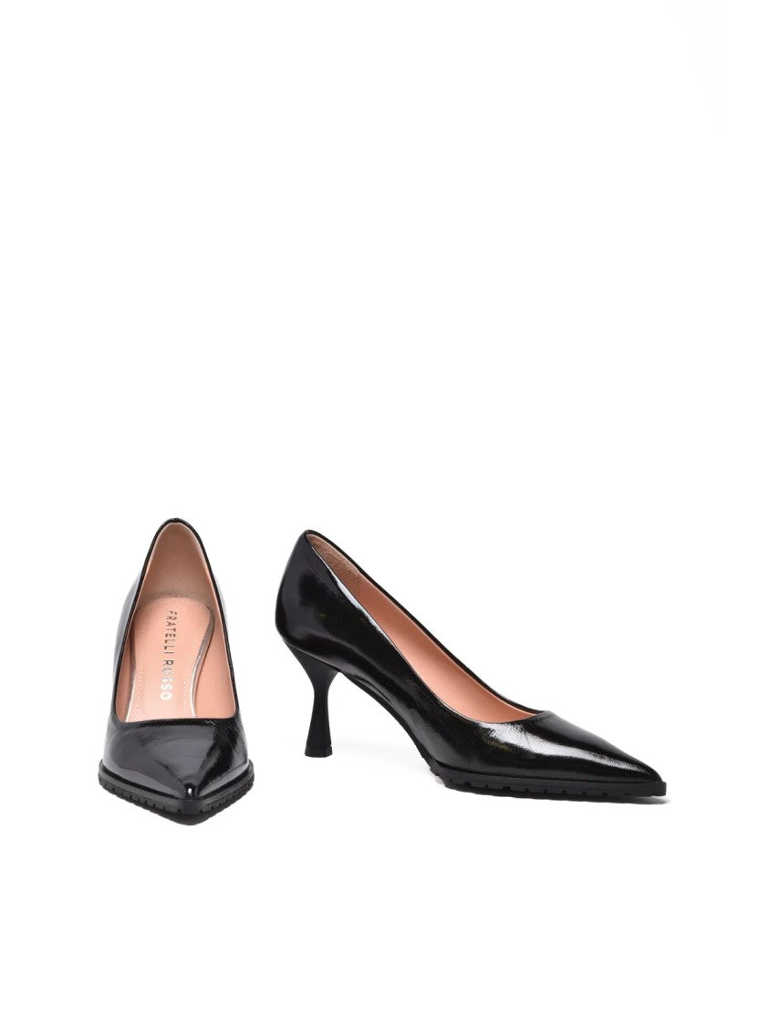 Fratelli Russo Black Leather Pointed Pumps