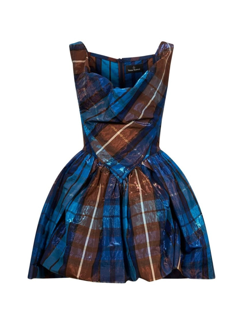 Vivienne Westwood Structured Mini Dress With Asymmetrical Neckline And Plaid Pattern