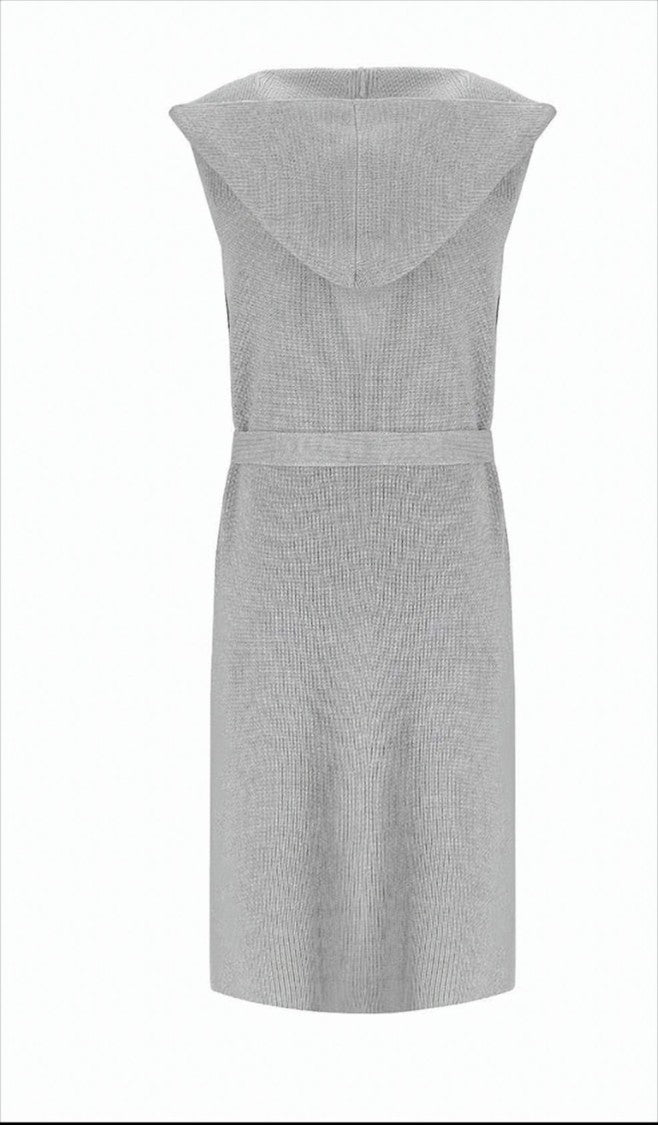 Max Mara Sleeveless Cardigan With Hood And Waist Tie