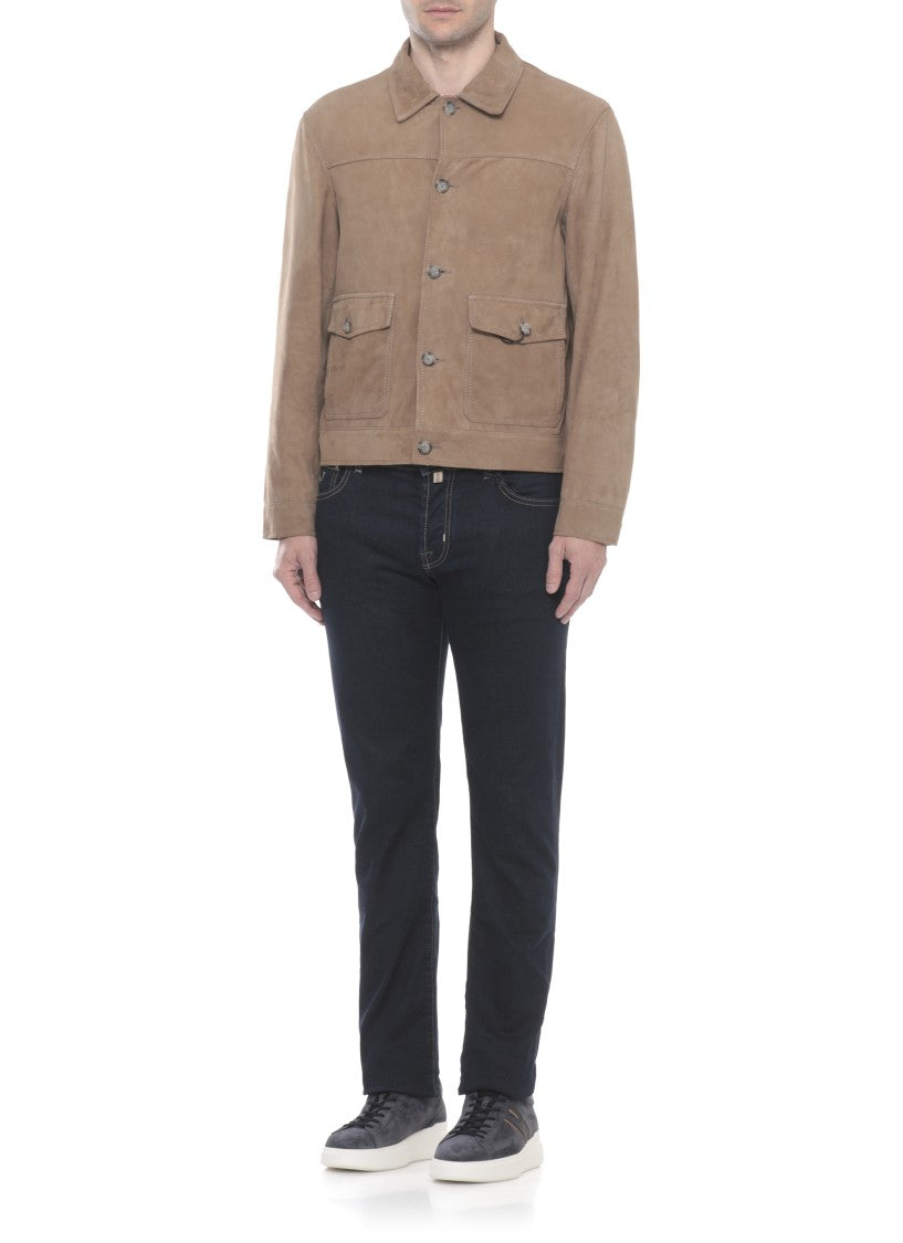 The Jack Leathers Beige Bayonne Suede Leather Jacket