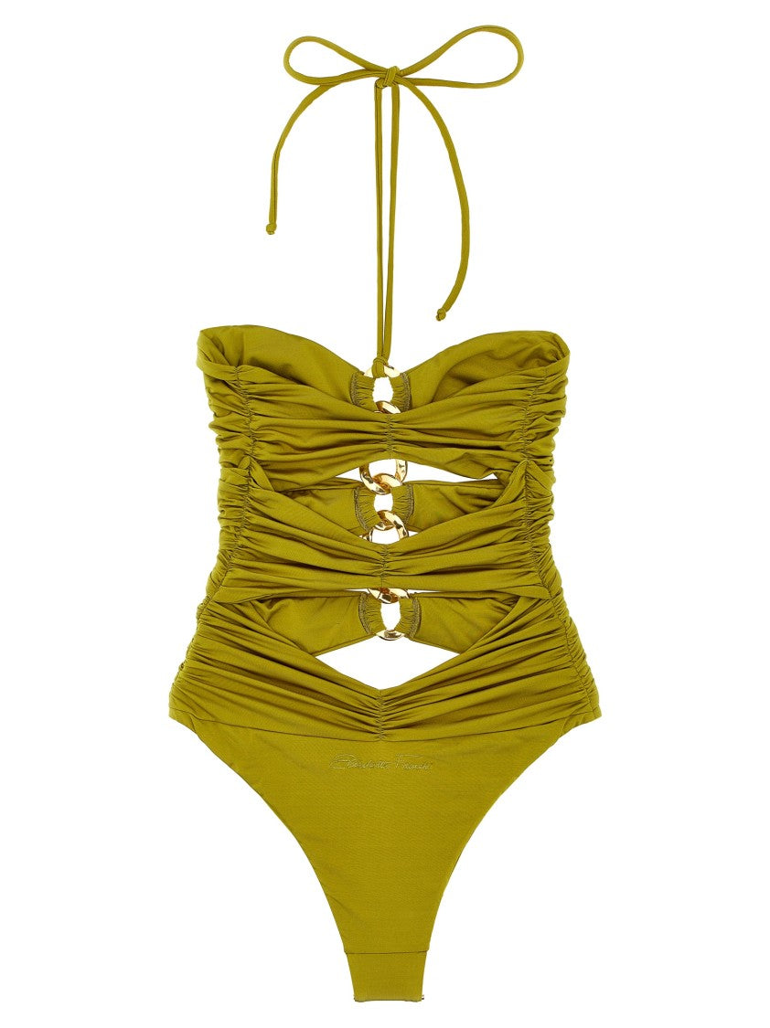 Elisabetta Franchi Chain-Accented One-Piece Swimsuit With Cut-Out Details