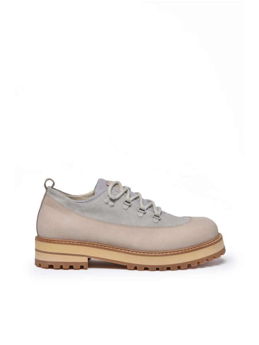 Eleventy Sand/Light Gray Hiking-Inspired Suede Booties