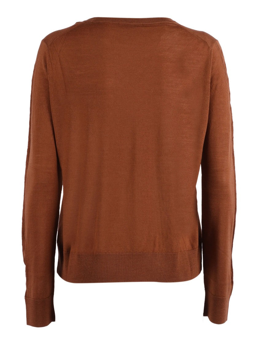 Ballantyne Fitted Wool Knit Pullover With Ribbed Neckline