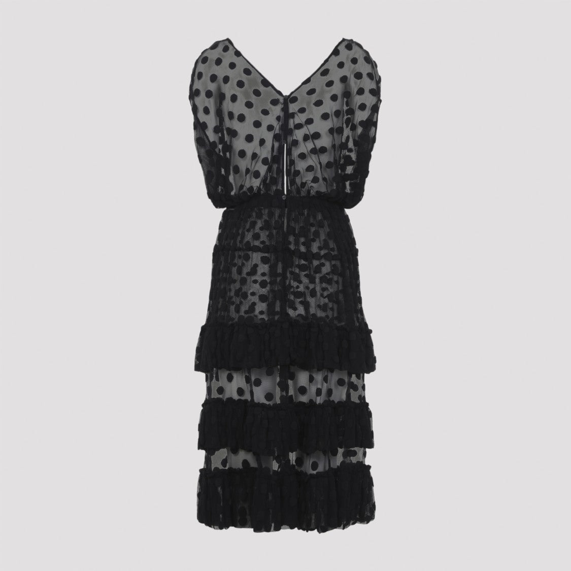 Dries Van Noten Black Tiered Midi Dress