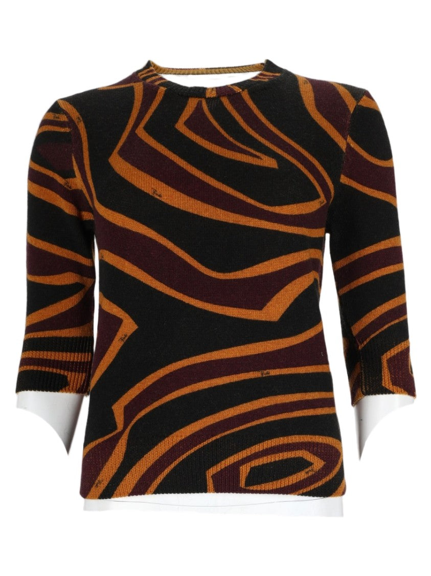 Pucci Bordeaux Swirl Pattern Wool Knit Top