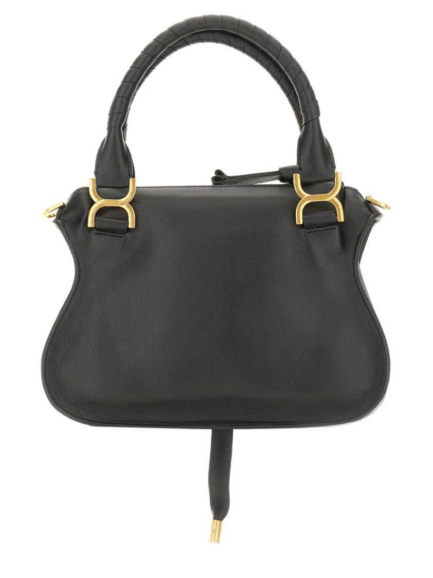 Chloé Small Curved Handbag With Layered Stitching And Gold-Tone Accents
