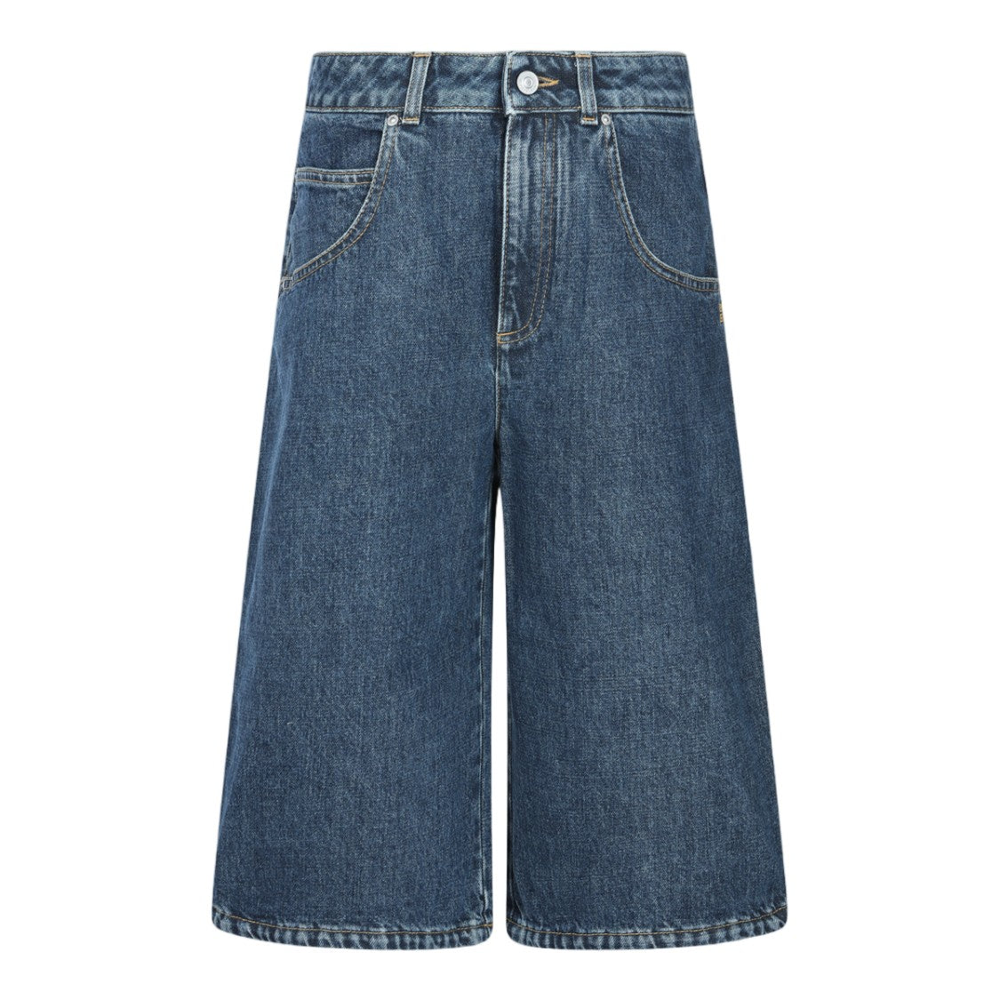 Givenchy High-Waisted Wide-Leg Denim Shorts With Button Closure And Classic Wash