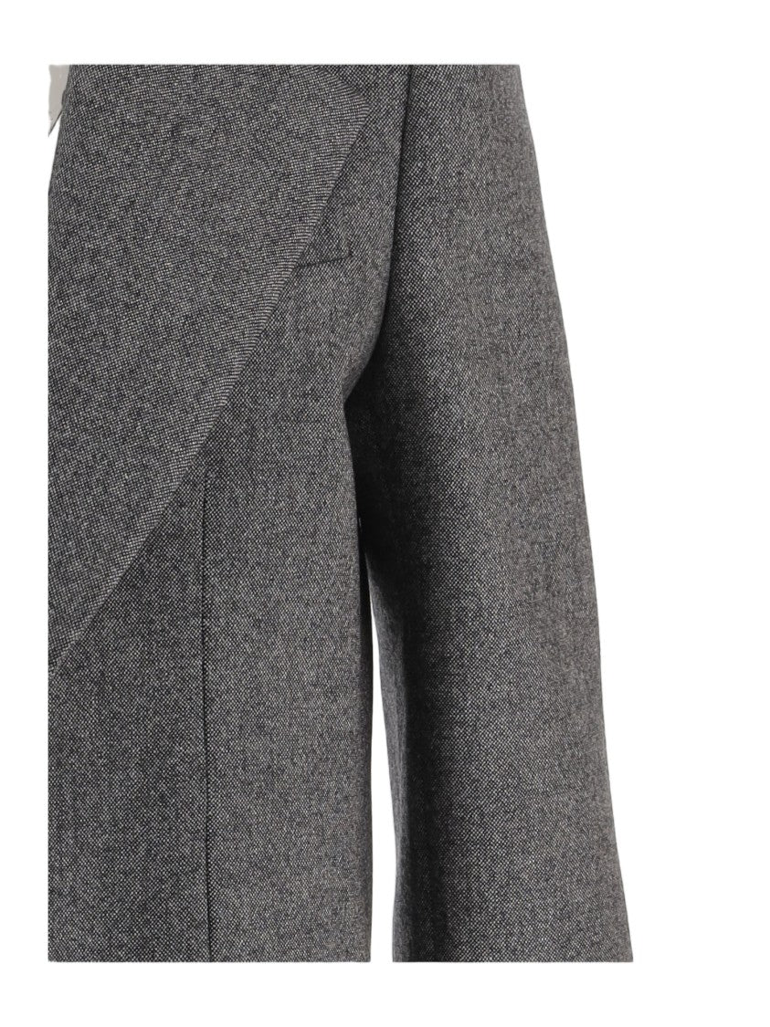 Sa Su Phi Cropped Stretch Wool And Cashmere Jacket With Wide Lapel Collar