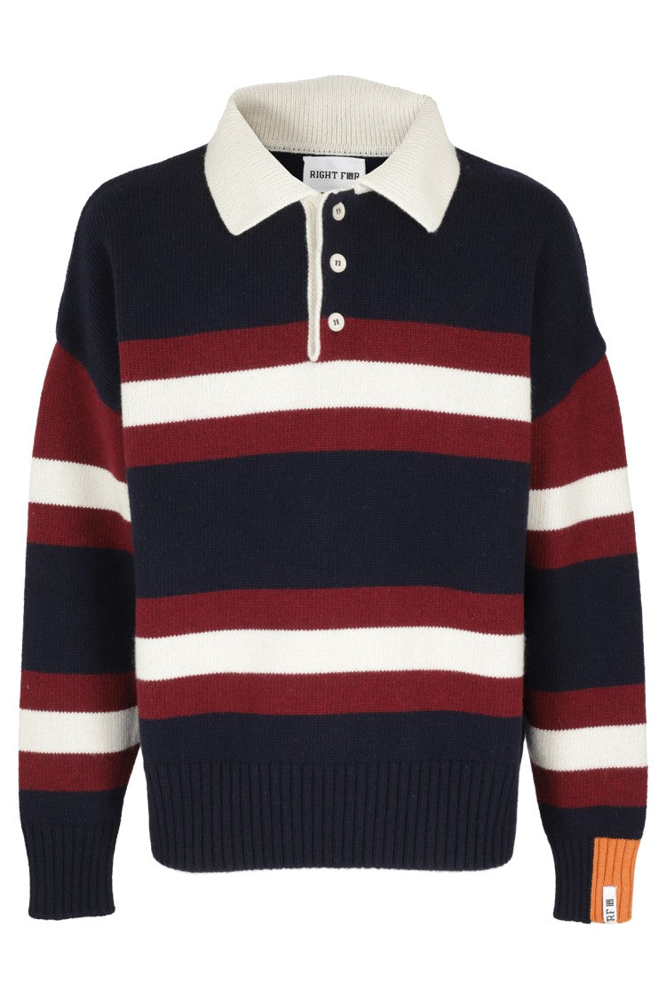 Right For Navy And Burgundy Striped Long-Sleeve Polo Shirt