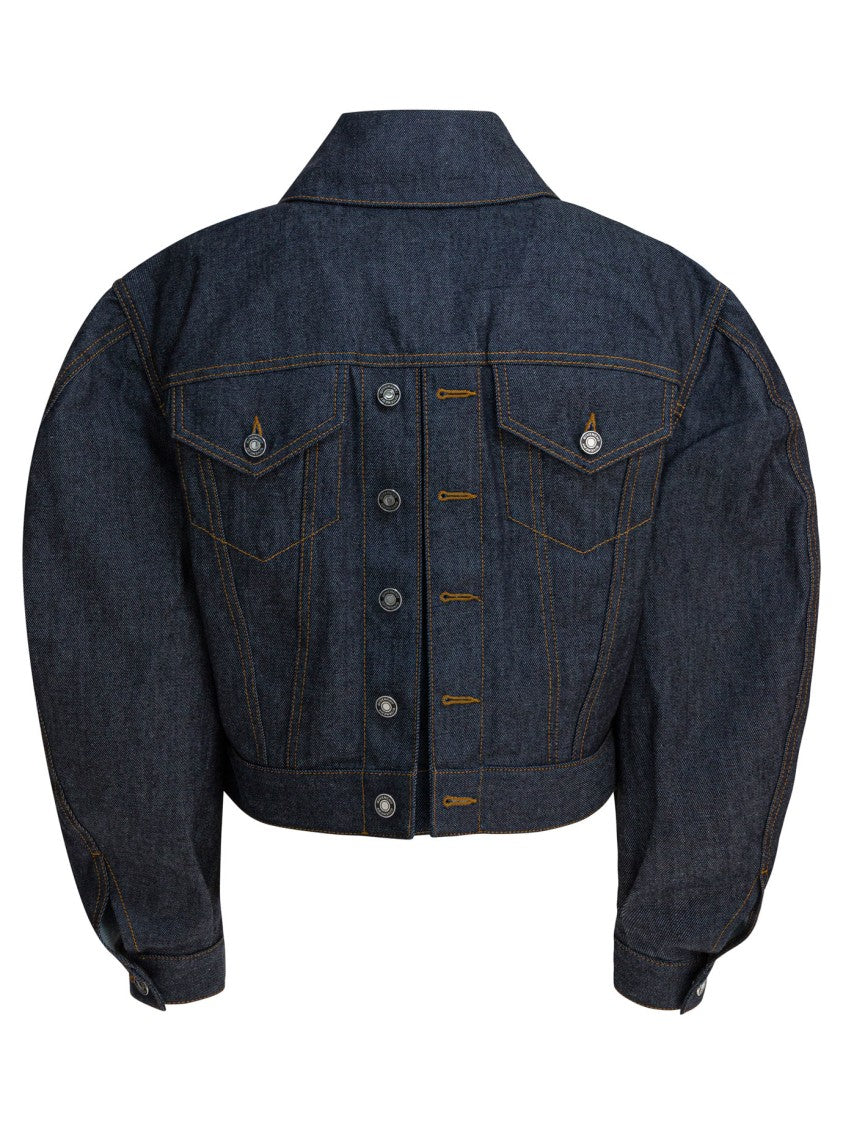 Givenchy Cropped Denim Jacket With Puffed Sleeves
