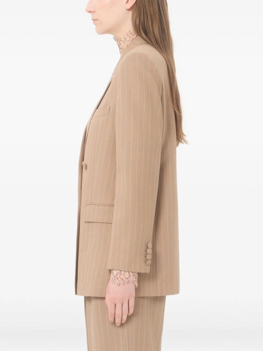 Valentino Double-Breasted Tailored Blazer With Pinstripes And Structured Shoulders