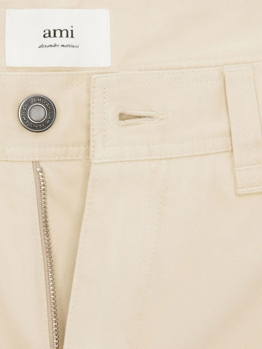 Ami Paris Beige Cargo Shorts With Relaxed Fit