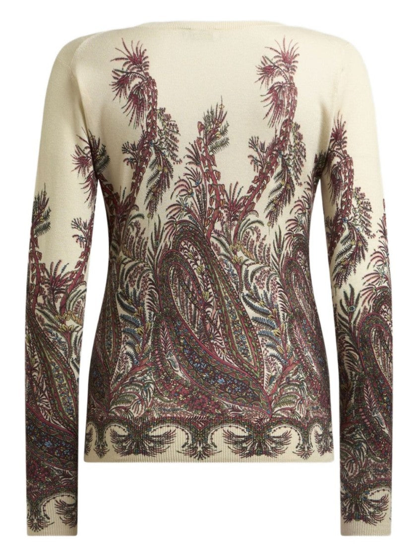 Etro Paisley Print V-Neck Sweater With Long Sleeves