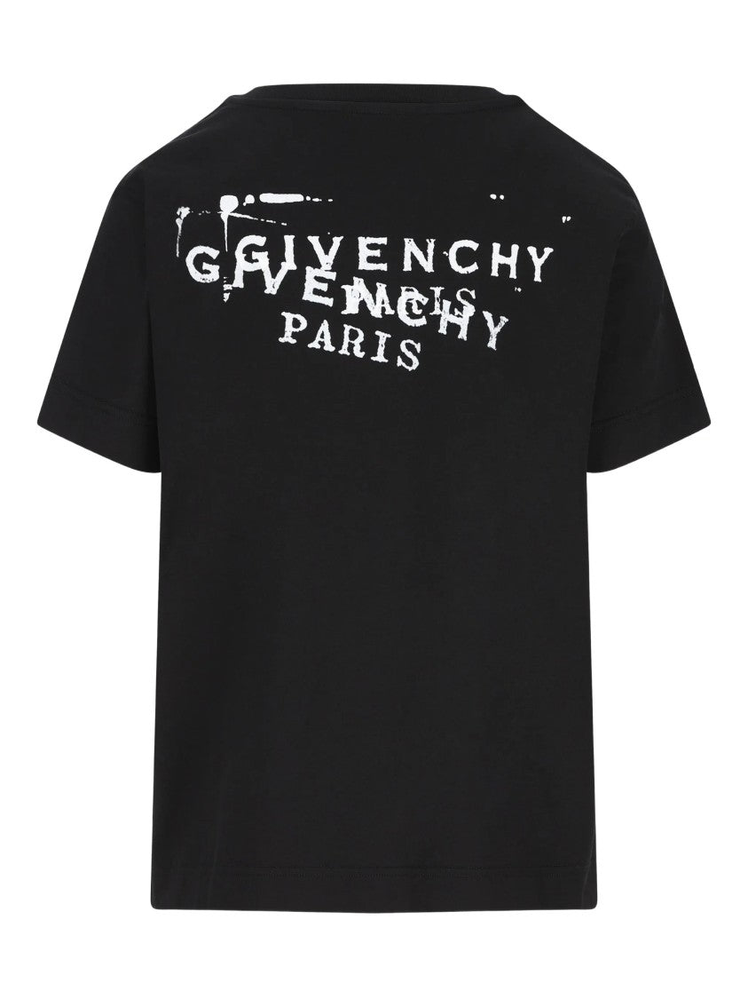 Givenchy Regular Fit Black Cotton Distressed T-Shirt
