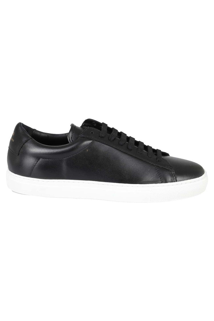 Zespa` Tennis-Inspired Black Nappa Leather Sneakers
