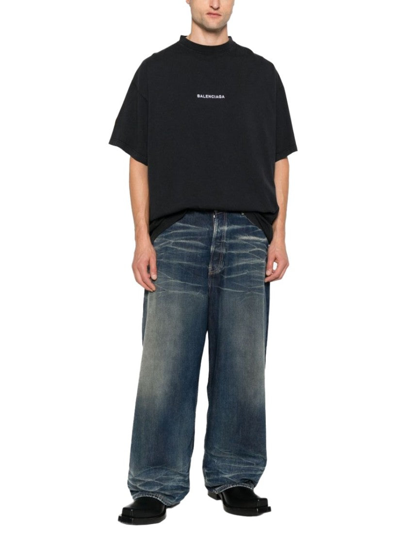 Balenciaga Boxy Logo Patch Cotton T-Shirt