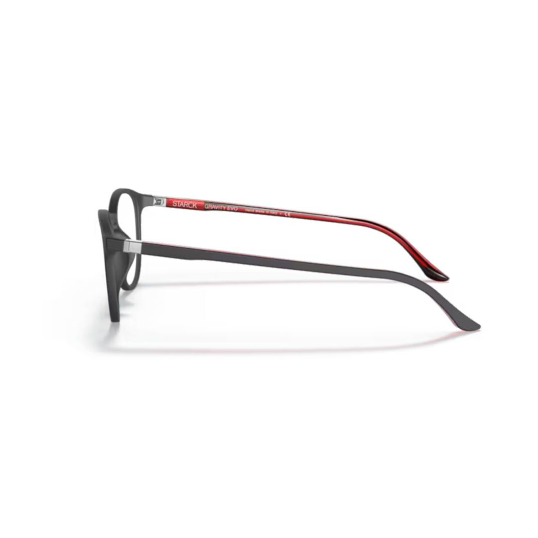 Starck 3074 Vista Rounded Matte Black Frame Eyeglasses With Vibrant Accent