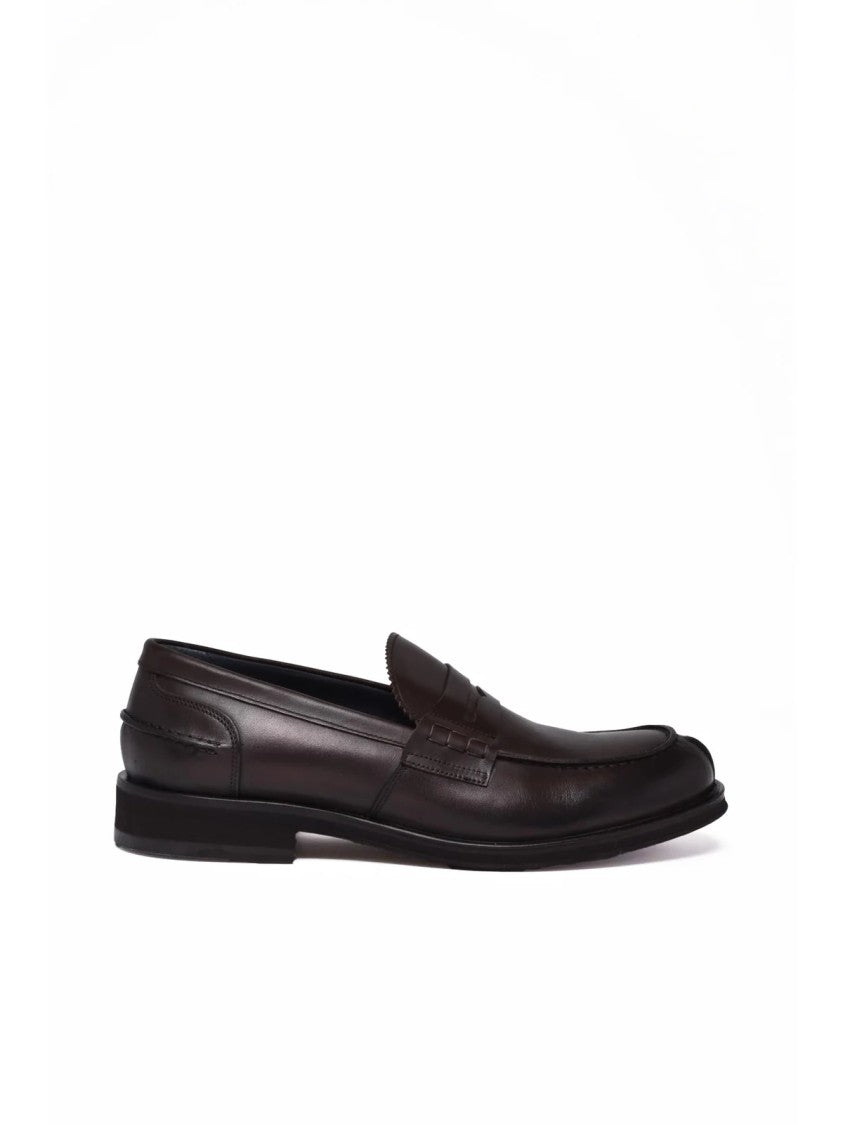 Seboy S Brown Classic Penny Strap Leather Loafers
