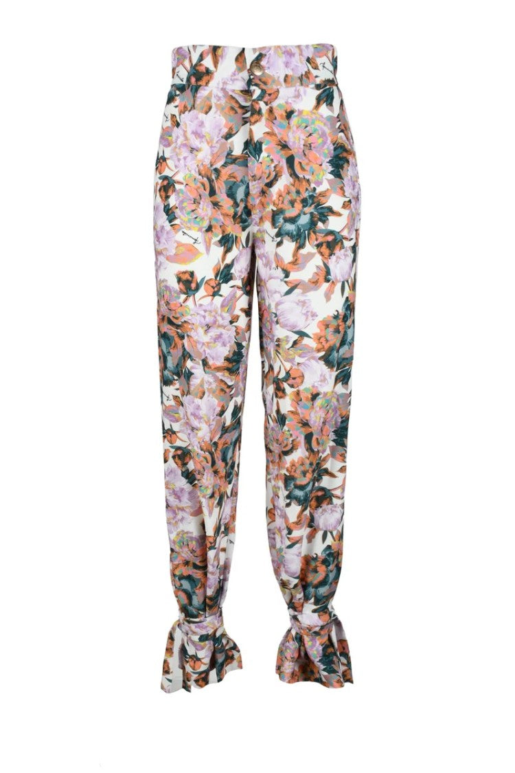 Feminista High-Waisted Floral Trousers With Ankle Ties