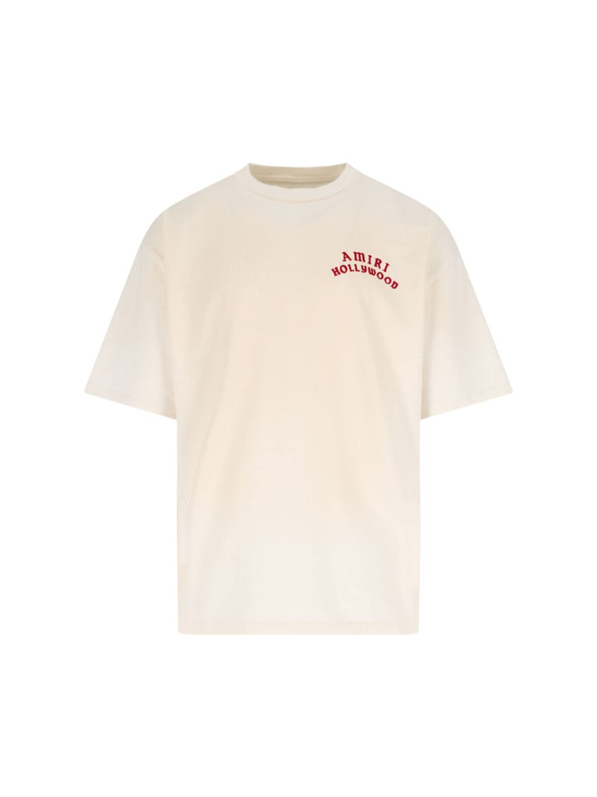 Amiri Hollywood Logo Embroidered Cotton T-Shirt