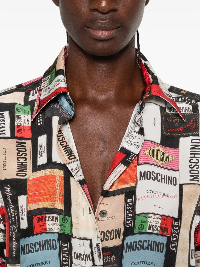 Moschino Long-Sleeved Button-Up Shirt With Eclectic Print