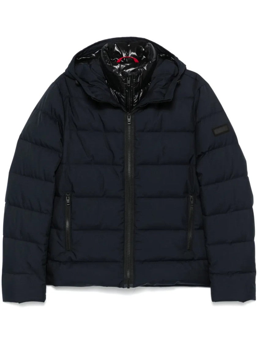 Fay Double-Front Padded Jacket With Quilted Exterior And Glossy Inner Layer