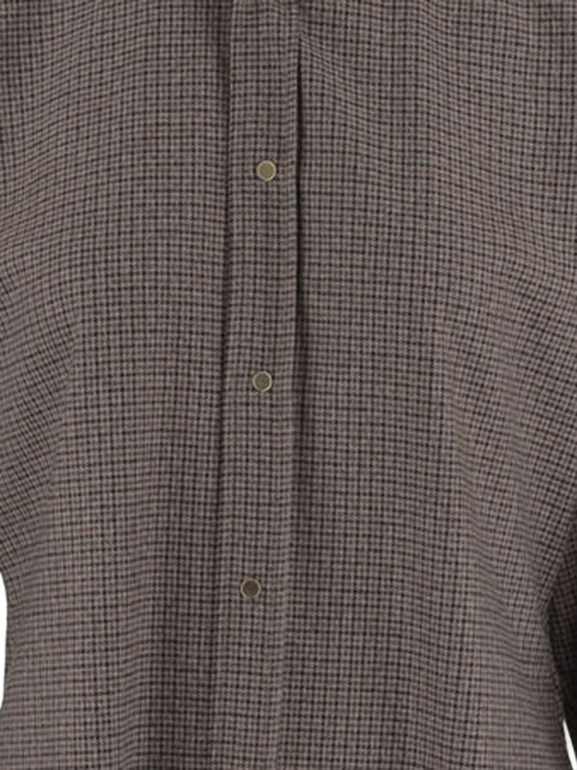 Darkpark Brown Checked Stretch-Viscose Shirt