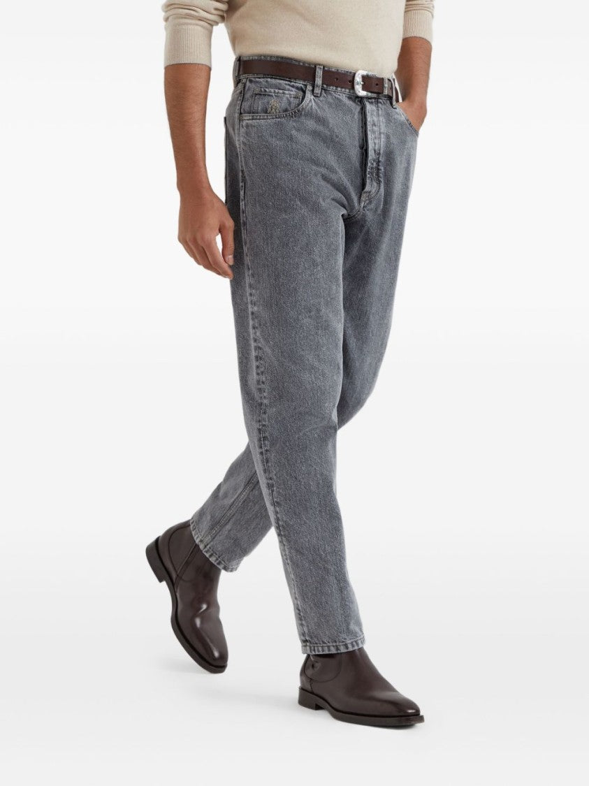Brunello Cucinelli Relaxed-Fit Trousers In Faded Grey Denim