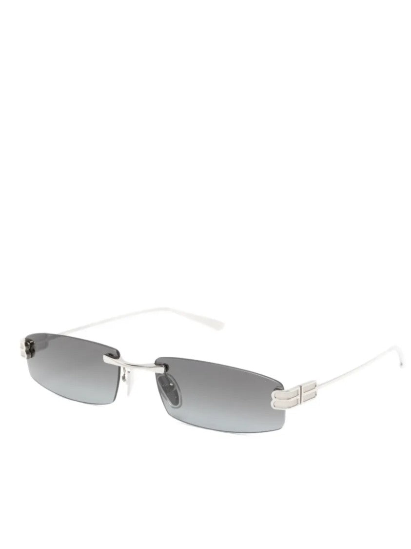 Balenciaga Silver Rimless Rectangular Sunglasses