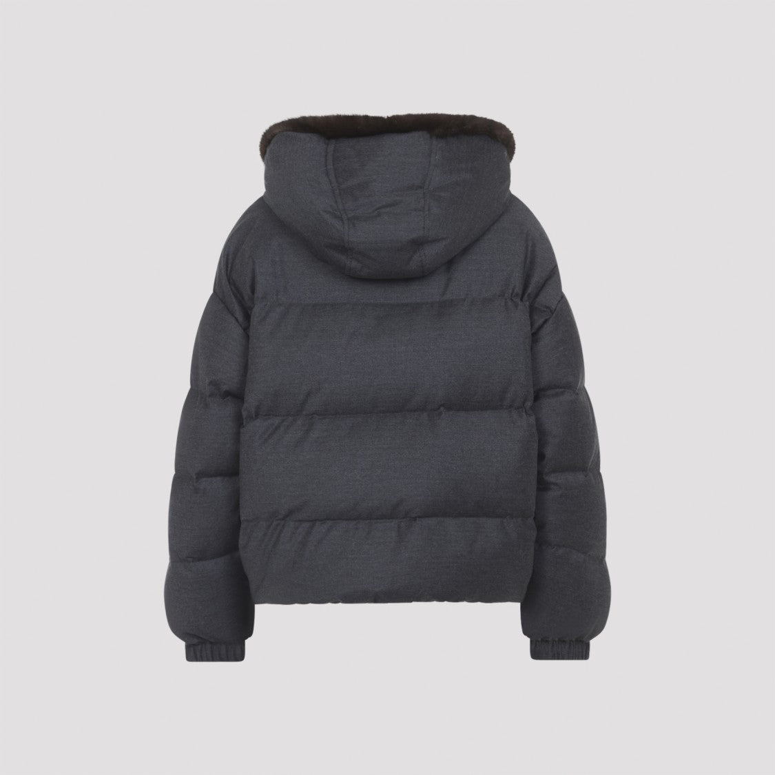 Yves Salomon Refined Grey Mink Down Jacket With Quilted Elegance