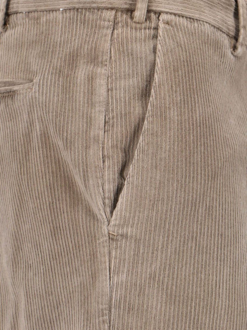 Pt Torino Beige Corduroy Trousers With Straight Fit