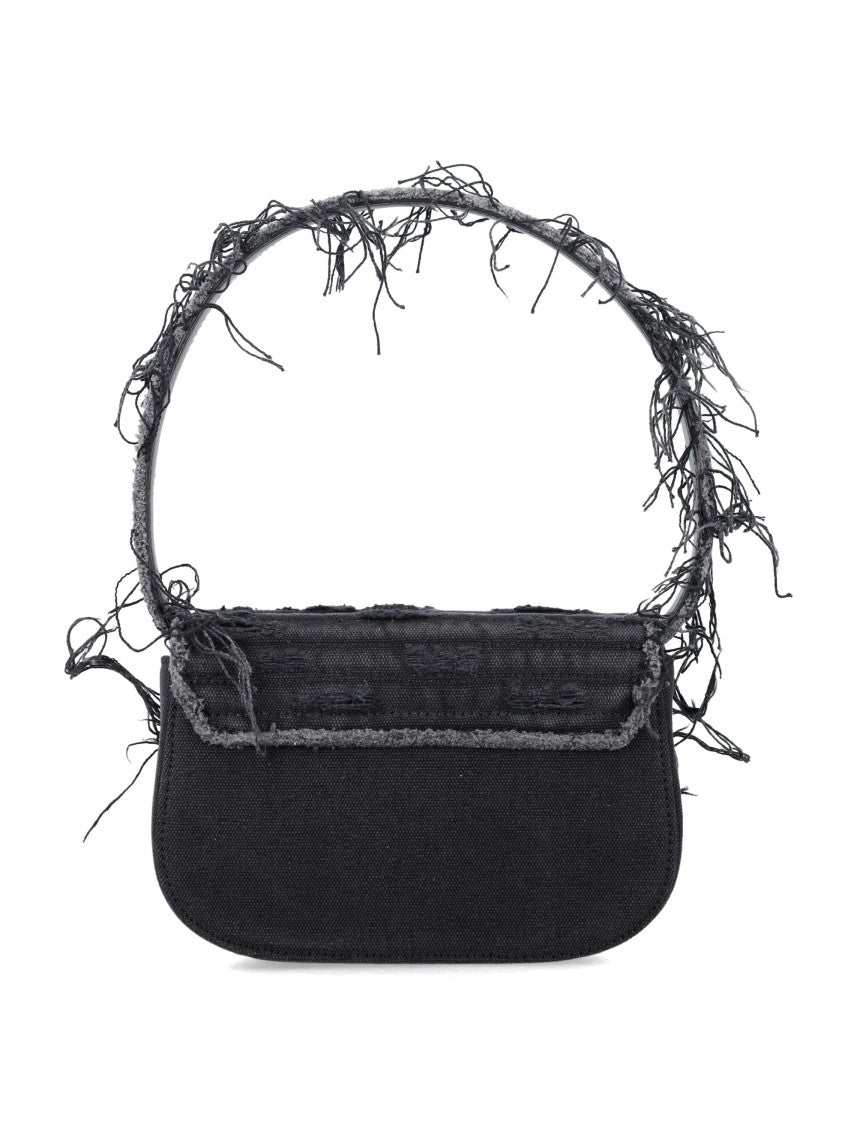 Diesel Structured Denim Bag With Foldable Handle And Crystal Embellishments
