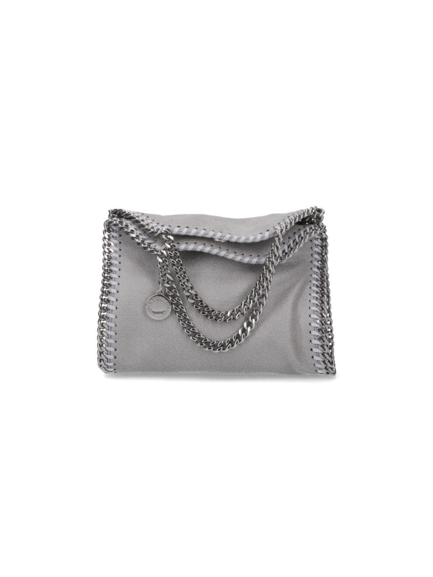 Stella Mccartney Grey Micro Falabella Silver Chain Fabric Tote Bag