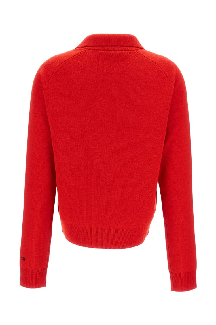 Meta Campania Classic Red Merino Wool Polo Sweater
