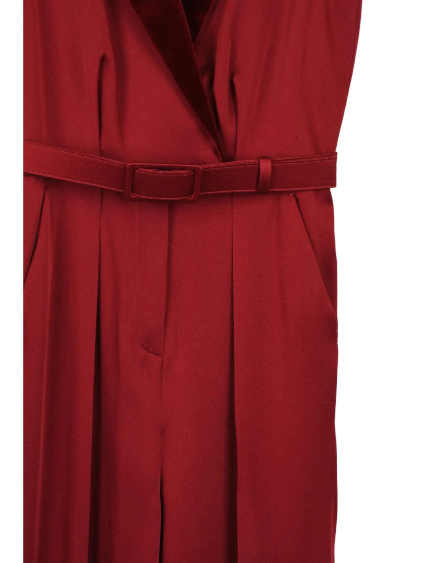 Max Mara Red Acetate-Blend Velvet Jumpsuit