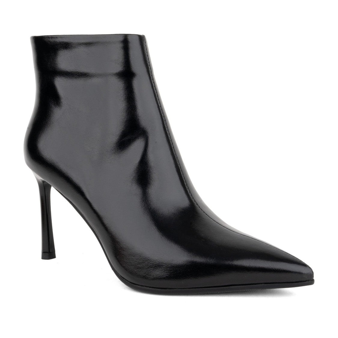 Linda Baumann Black High-Heeled Polished Leather Ankle Boots