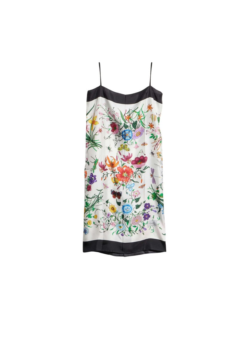 Gucci Multicolor Flora Print Silk Twill Mini Dress
