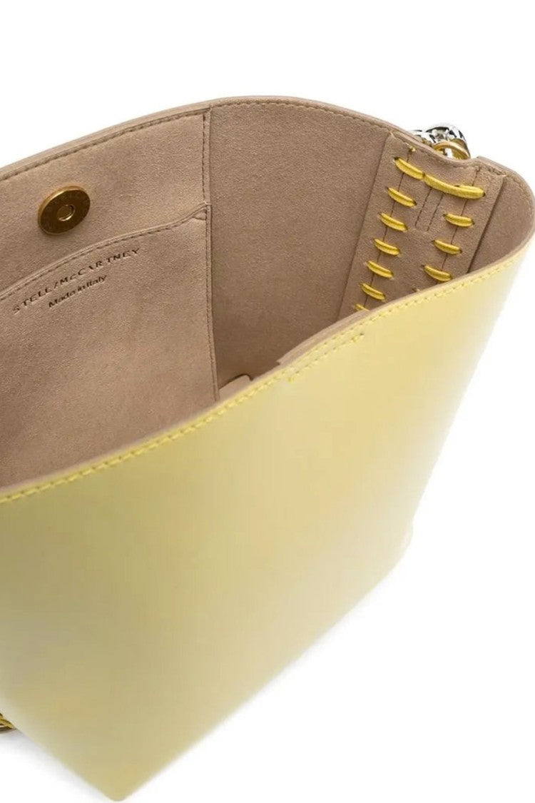 Stella Mccartney Yellow Polyamide-Polyurethane Chain-Strap Bucket Bag