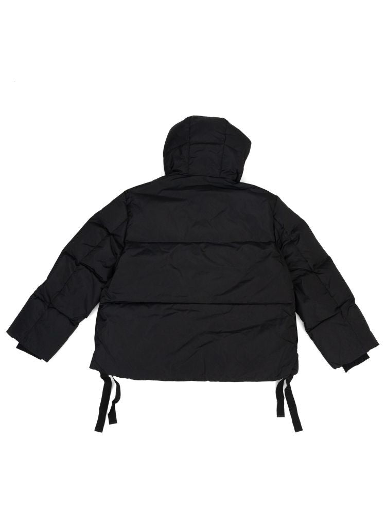 Sergio Moretti Cropped Black Puffer Jacket With Adjustable Drawstrings And Side Ties