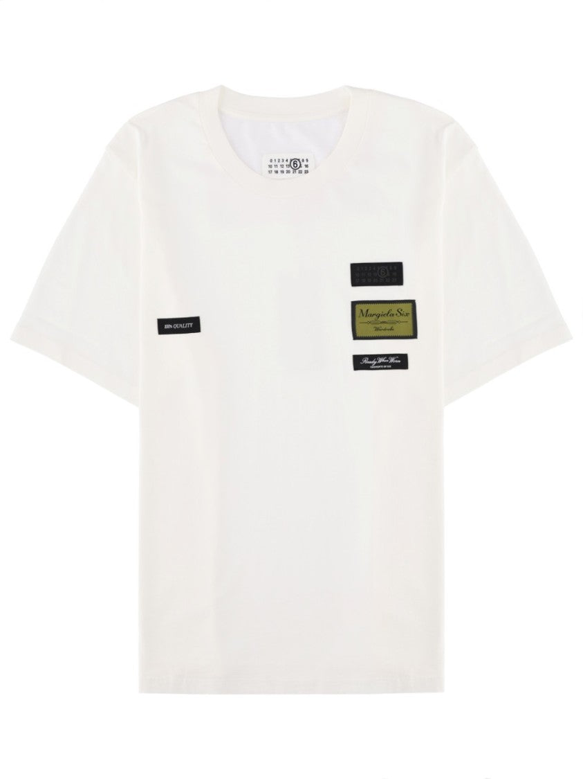 Mm6 By Maison Margiela External Labels Cotton Crewneck T-Shirt